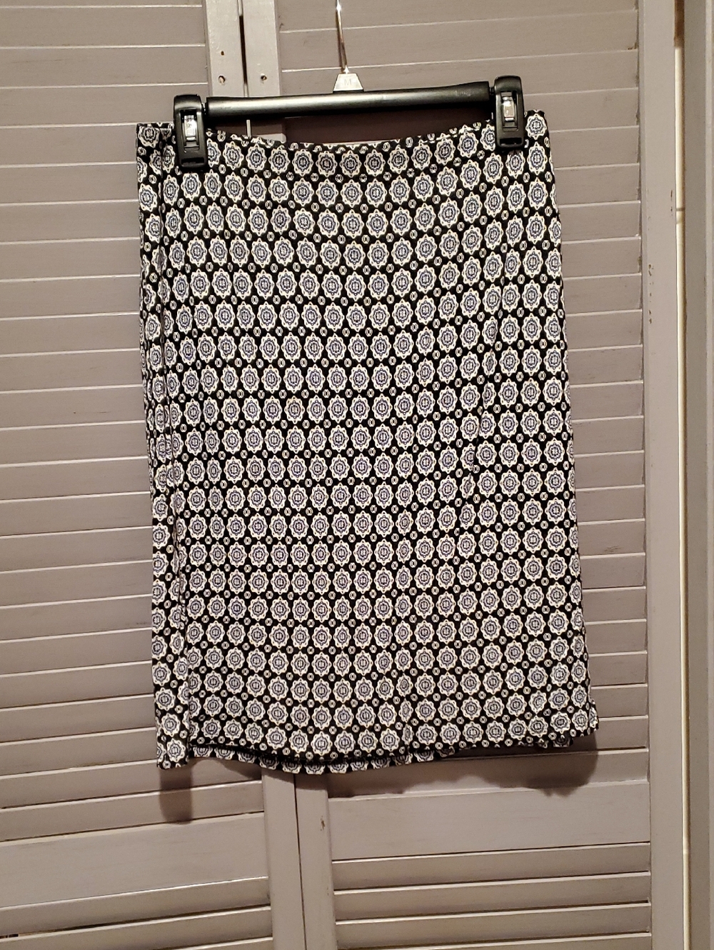 Wearever Collection Blue and White Geometric Print Women's Pencil Skirt Size M